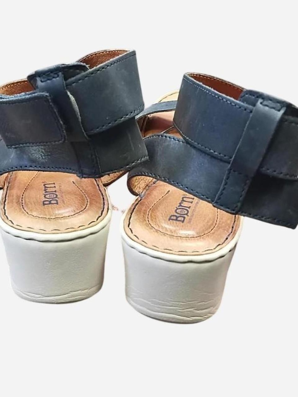 Born Womens Navy Leather Crisscross Sandals - Picture 7 of 8